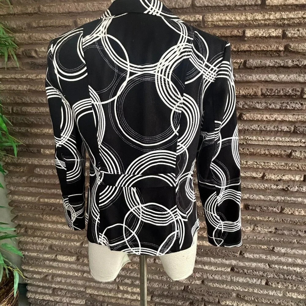 Atomic Black Concentric Circles Career Blazer NWT $138 Size 8 - Picture 4 of 8